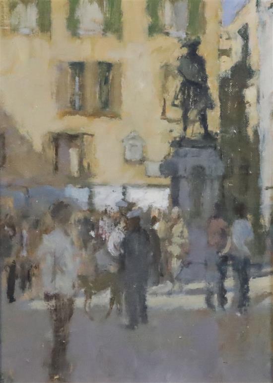 § Bernard Dunstan (1920-2017) Bartoleme, Statue on Goldoni 10 x 7in.